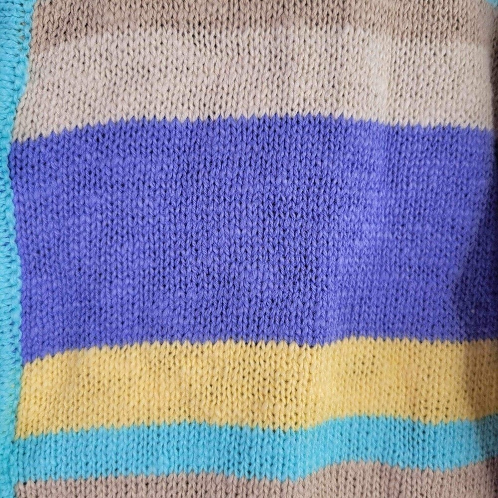 LuLu B Cardigan Sweater Women's Medium Multicolor Striped 3/4 Sleeve Beach Wear - Picture 4 of 8